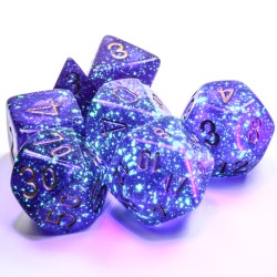 CHESSEX - SET 7 DADI POLIEDRICI - BOREALIS ROYAL PURPLE/GOLD LUMINARY