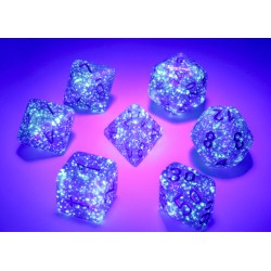 CHESSEX - SET 7 DADI POLIEDRICI - BOREALIS ROYAL PURPLE/GOLD LUMINARY