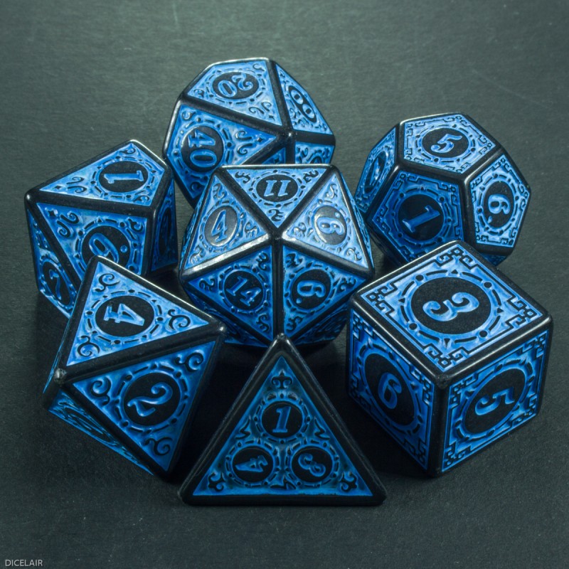 DICE LAIR - SET DADI WIND ROSE NERO E BLU