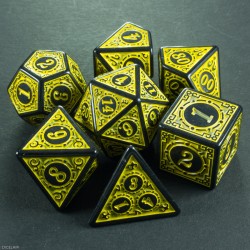 DICE LAIR - SET DADI WIND ROSE NERO E GIALLO