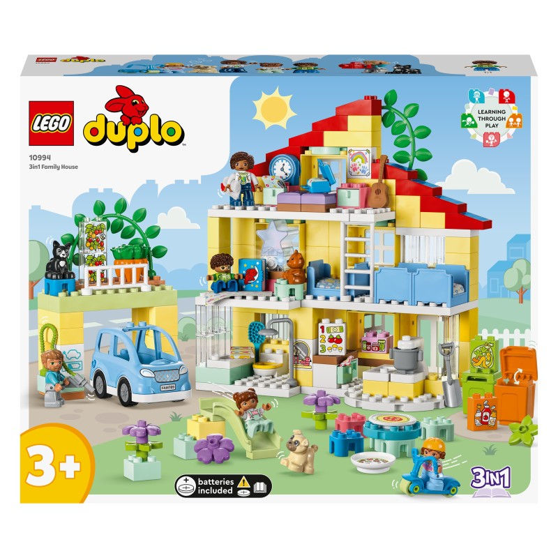 LEGO 10994 DUPLO Casa de Muñecas 3en1, Juguete Educativo con Coche