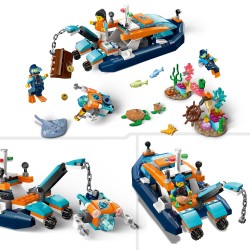 LEGO 60377 City Barco de Buceo Explorador con Animales Marinos de Juguete