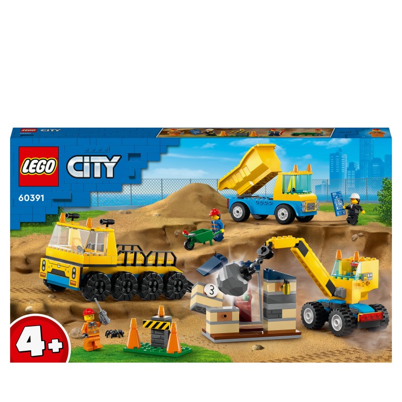 LEGO 60391 City Camiones de Construcción y Grúa con Bola de Demolición