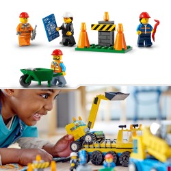 LEGO Baufahrzeuge und Kran mit Abrissbirne