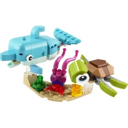 LEGO Creator 3-in-1 Creator 31128 Delfín y Tortuga, Juguetes de Animales Marinos 3 en 1