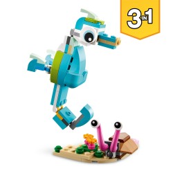 LEGO Creator 3-in-1 Creator 31128 Delfín y Tortuga, Juguetes de Animales Marinos 3 en 1