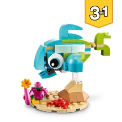 LEGO Creator 3-in-1 Creator 31128 Delfín y Tortuga, Juguetes de Animales Marinos 3 en 1