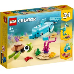 LEGO Creator 3-in-1 Creator 31128 Delfín y Tortuga, Juguetes de Animales Marinos 3 en 1