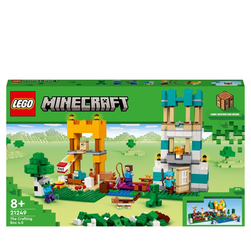 LEGO 21249 Minecraft Caja Modular 4.0, Juguete 2en1 con Figura de Steve