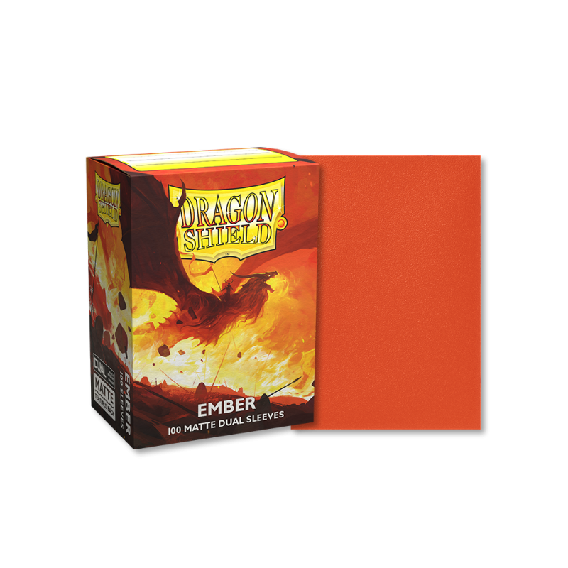 DRAGON SHIELD - 100 STANDARD SIZE MATTE DUAL SLEEVES - EMBER DRAGON SHIELD - 100 STANDARD SIZE MATTE DUAL SLEEVES - EMBER
