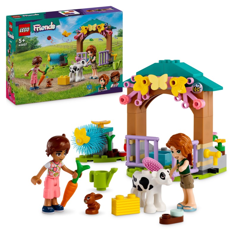 LEGO 42607 Friends Cobertizo del Ternero de Autumn, Juego de Animales