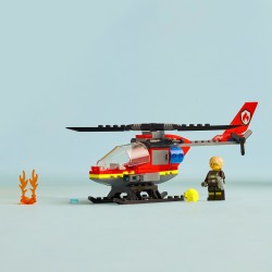 LEGO 60411 City Helicóptero de Rescate de Bomberos de Juguete y Piloto