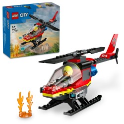 LEGO 60411 City Helicóptero de Rescate de Bomberos de Juguete y Piloto