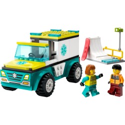 LEGO 60403 City Ambulancia de Emergencias y Chico con Snowboard