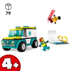 LEGO 60403 City Ambulancia de Emergencias y Chico con Snowboard