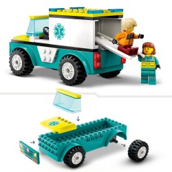 LEGO 60403 City Ambulancia de Emergencias y Chico con Snowboard