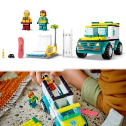 LEGO 60403 City Ambulancia de Emergencias y Chico con Snowboard