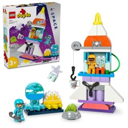 LEGO 10422 DUPLO Aventura en Lanzadera Espacial 3en1, Cohete de Juguete