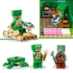 LEGO 21254 Minecraft La Casa-Tortuga de la Playa Minifiguras del Videojuego