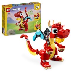 LEGO 31145 Creator 3 en 1 Dragón Rojo de Juguete y Figuras de Pez y Ave Fénix