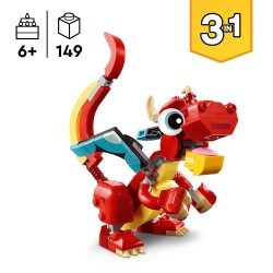 LEGO 31145 Creator 3 en 1 Dragón Rojo de Juguete y Figuras de Pez y Ave Fénix