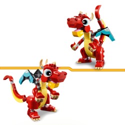 LEGO 31145 Creator 3 en 1 Dragón Rojo de Juguete y Figuras de Pez y Ave Fénix