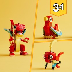 LEGO 31145 Creator 3 en 1 Dragón Rojo de Juguete y Figuras de Pez y Ave Fénix