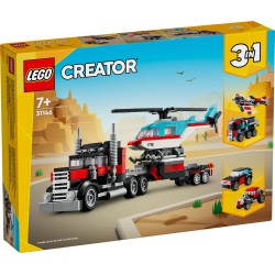 LEGO 31146 Creator 3 en 1 Camión Plataforma con Helicóptero de Juguete