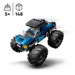 LEGO 60402 City Monster Truck Azul de Juguete, Todoterreno con Minifigura