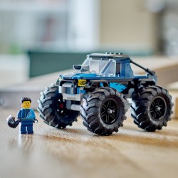 LEGO 60402 City Monster Truck Azul de Juguete, Todoterreno con Minifigura
