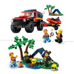 LEGO 60412 City Camión de Bomberos 4x4 con Barco de Rescate de Juguete