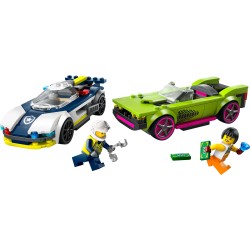 LEGO Verfolgungsjagd mit Polizeiauto und Muscle Car