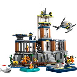 LEGO 60419 City Isla Prisión de la Policía, Barco y Helicóptero de Juguete