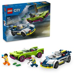 LEGO 60415 City Coche de Policía y Potente Deportivo de Juguete