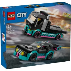 LEGO 60406 City Coche de Carreras y Camión de Transporte de Juguete