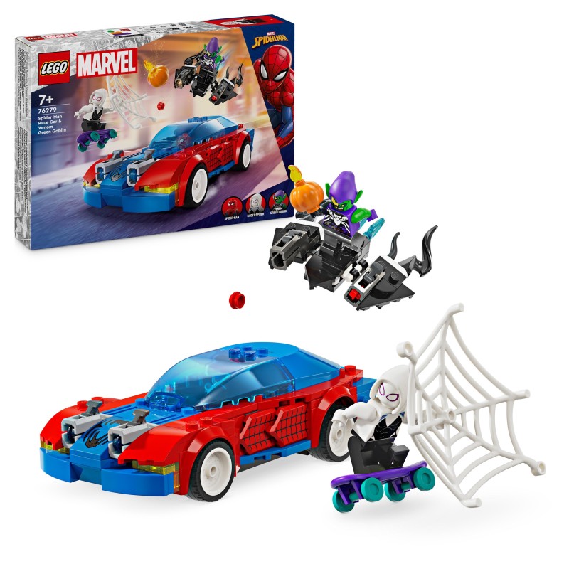 LEGO 76279 Marvel Coche de Carreras de Spider-Man y Duende Verde Venomizado