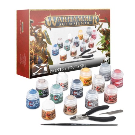 GAMES WORKSHOP - WARHAMMER AGE OF SIGMAR: SET COLORI + ATTREZZI