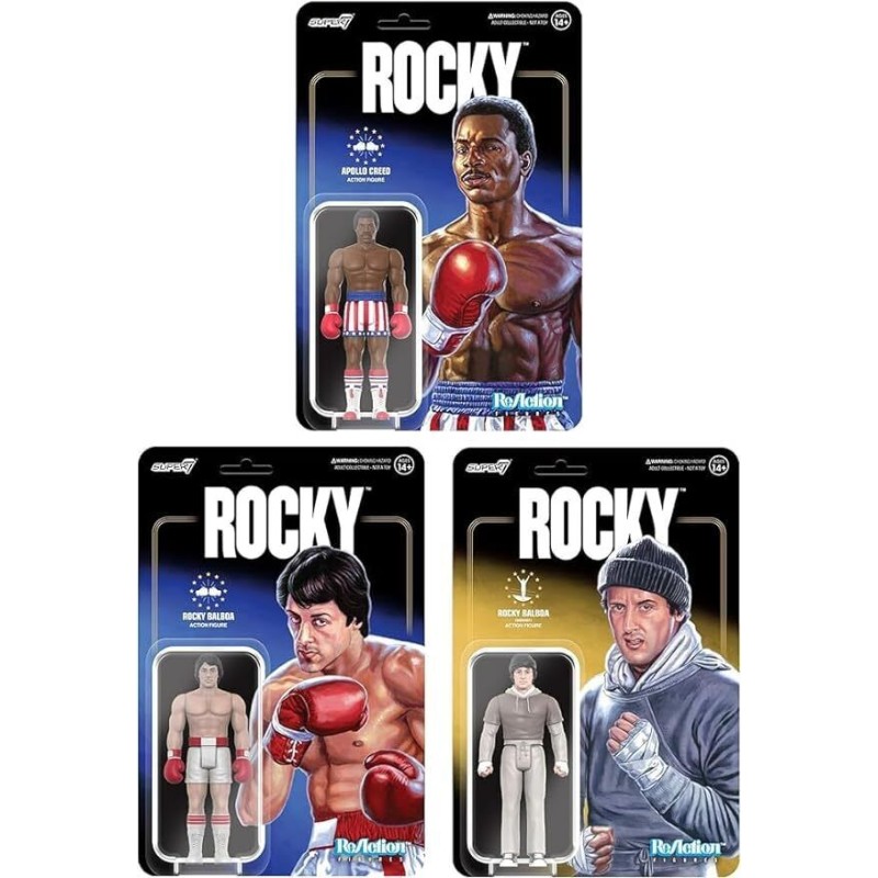Super 7 ReAction - Rocky - Bundle 3 Personaggi - Rocky Balboa - Apollo Creed - Rocky Super 7 ReAction - Rocky - Bundle 3 Personaggi - Rocky Balboa - Apollo Creed - Rocky