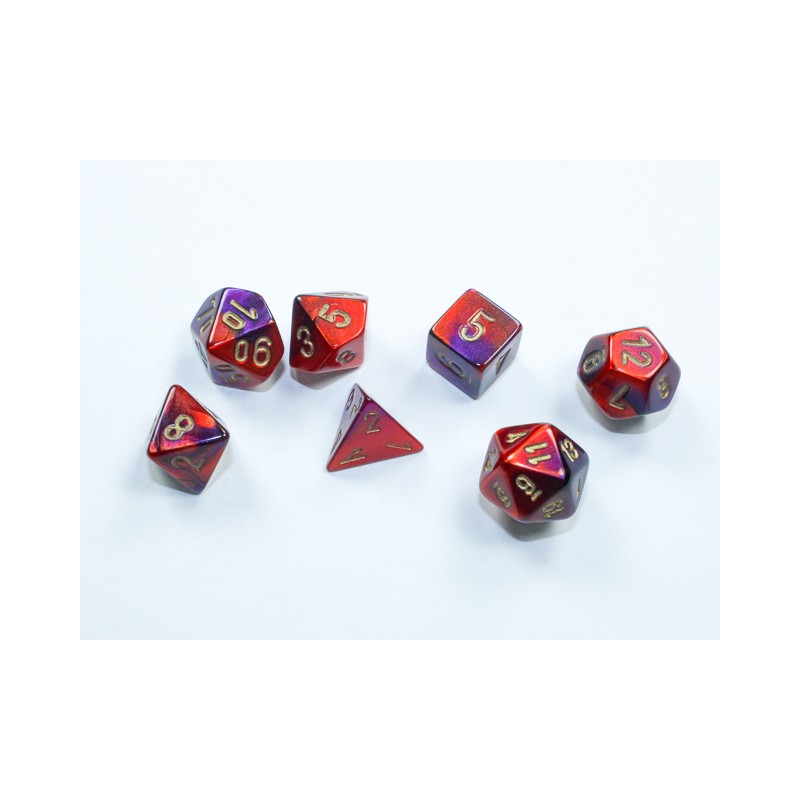 Chessex - Set 7 Dadi Poliedrici Gemini Mini - Purple-Red/Gold Chessex - Set 7 Dadi Poliedrici Gemini Mini - Purple-Red/Gold