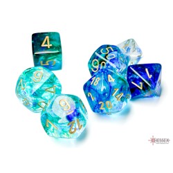 CHESSEX - SET 7 DADI POLIEDRICI - NEBULA OCEANIC/GOLD LUMINARY